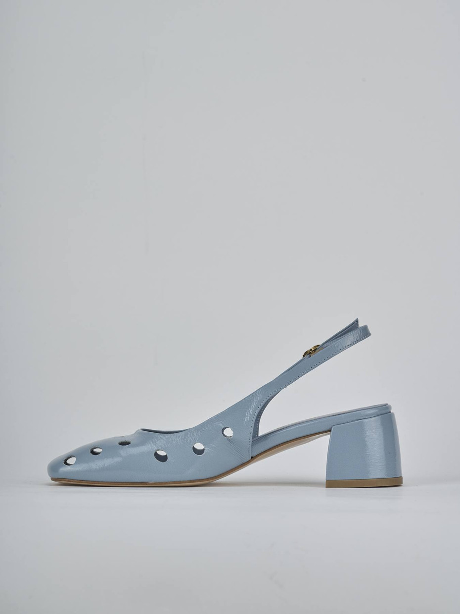 Décolleté e slingback tacco 5cm vernice azzurro