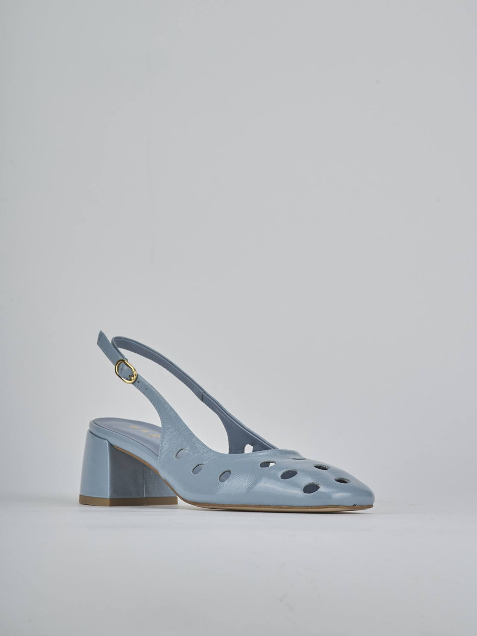 Décolleté e slingback tacco 5cm vernice azzurro