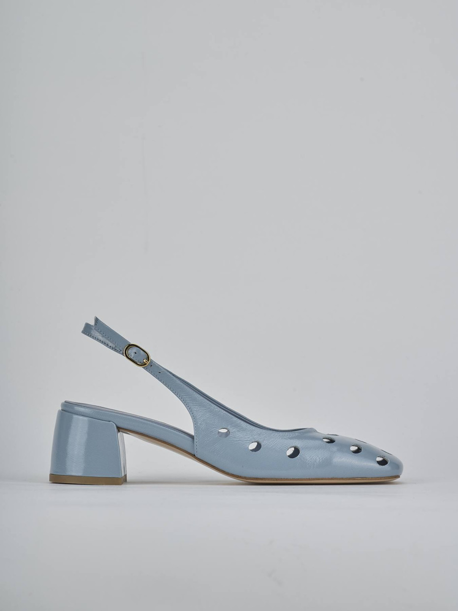 Décolleté e slingback tacco 5cm vernice azzurro