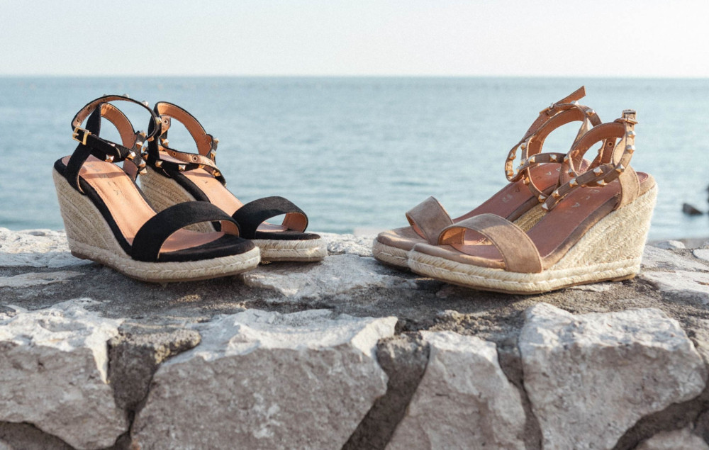Espadrillas tacco 8cm cam. sosten beige