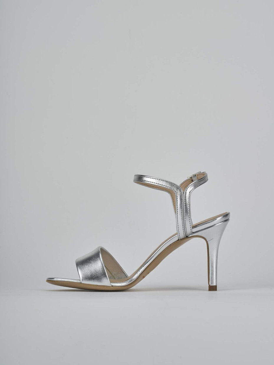 Sandali tacco 7cm pelle argento