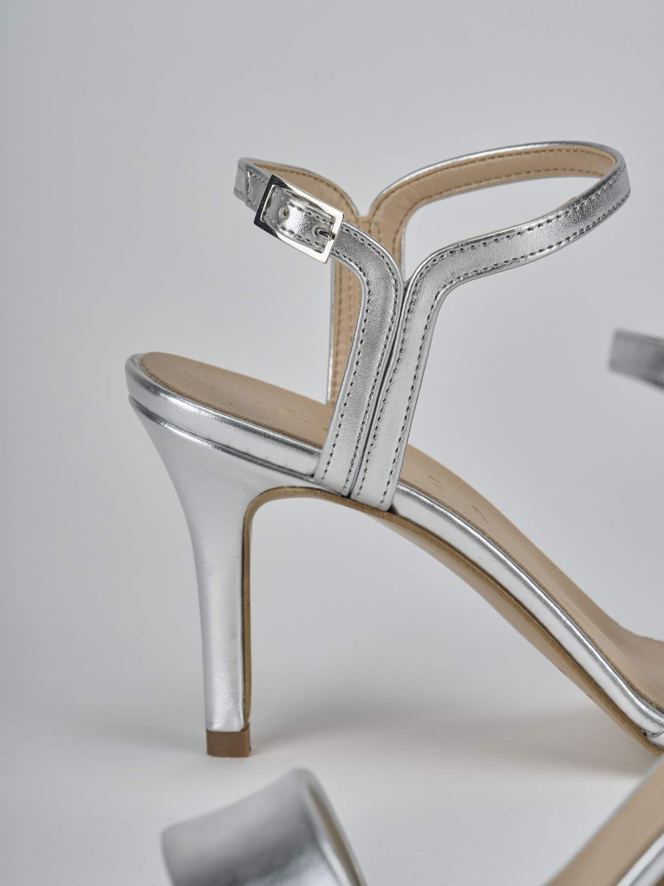 Sandali tacco 7cm pelle argento