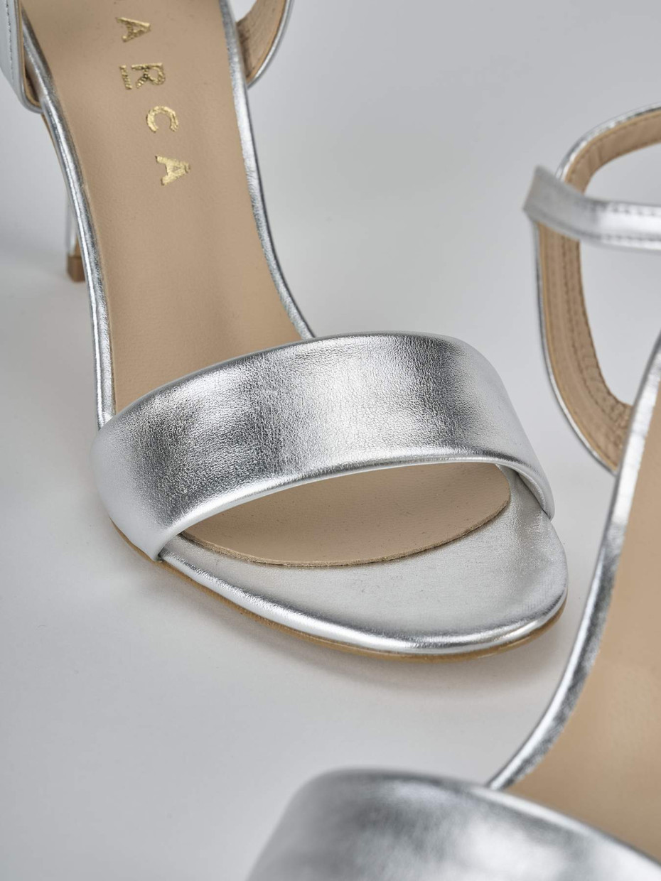 Sandali tacco 7cm pelle argento
