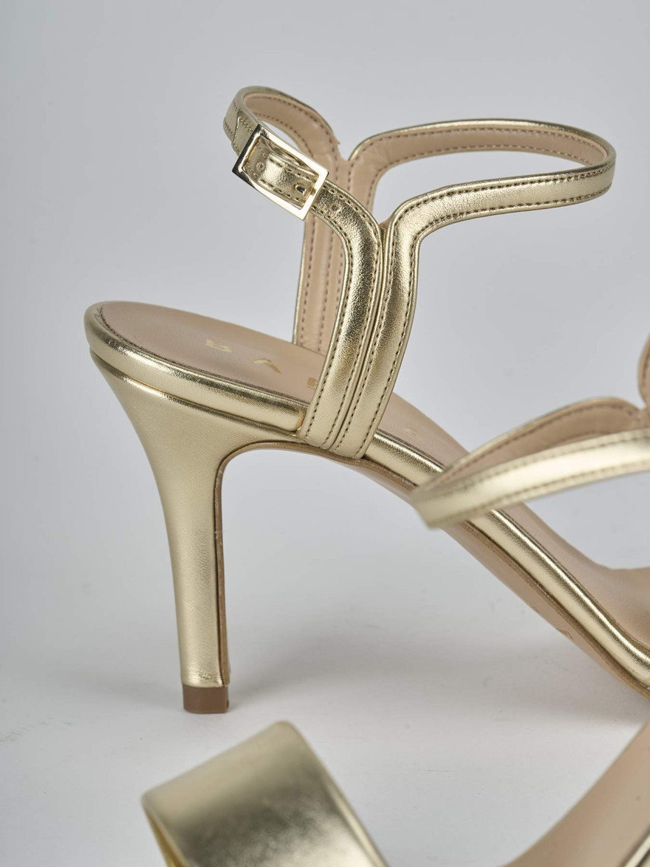 Sandali tacco 7cm pelle oro