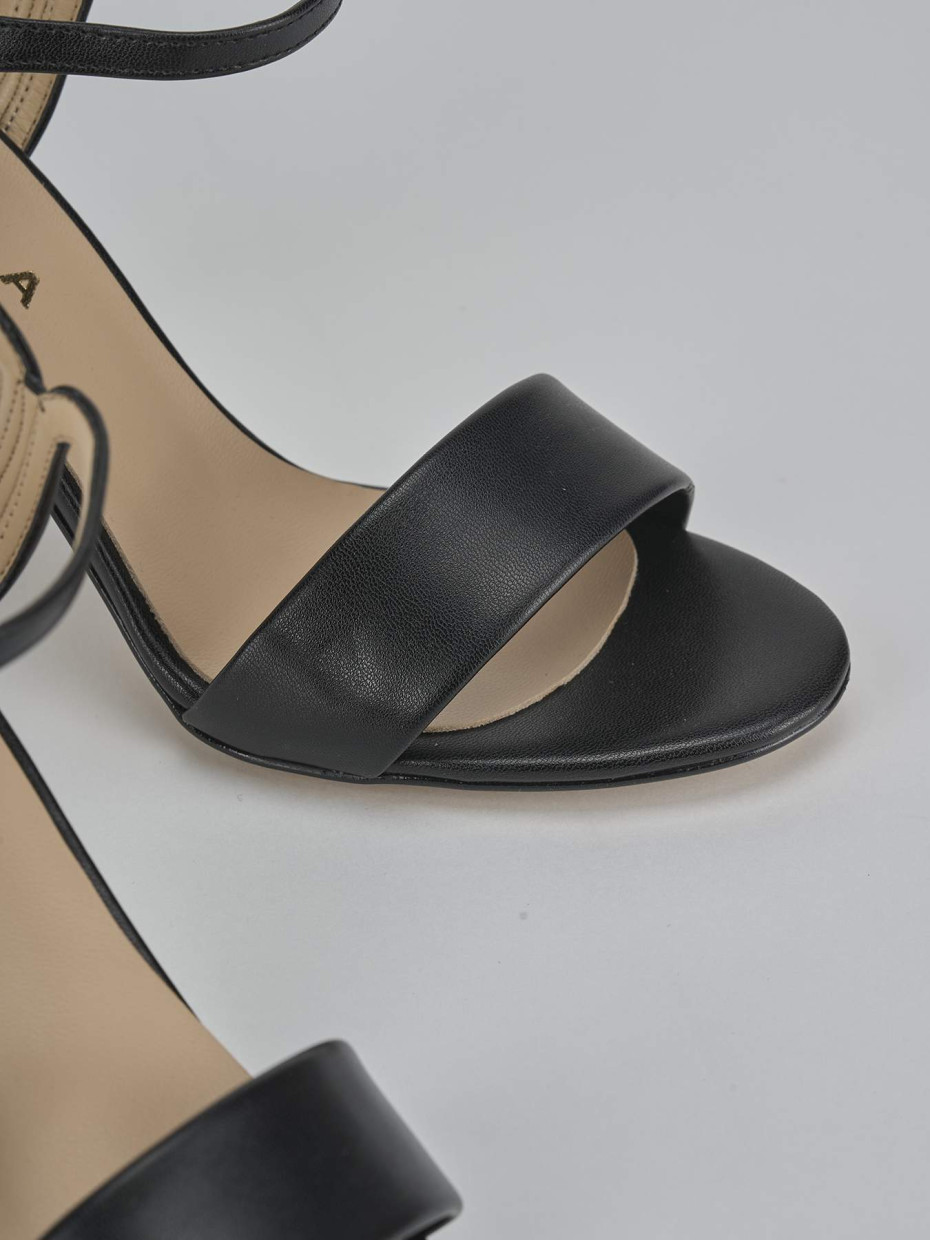 Sandali tacco 7cm pelle nero