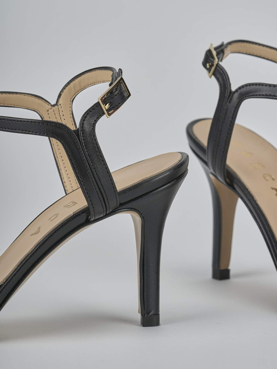 Sandali tacco 7cm pelle nero