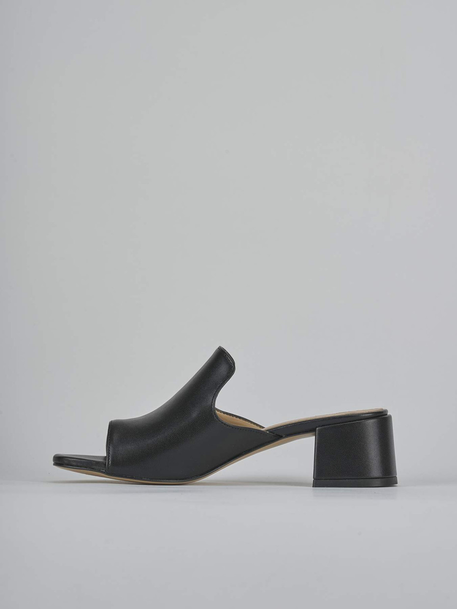 Ciabatte tacco 5cm pelle nero