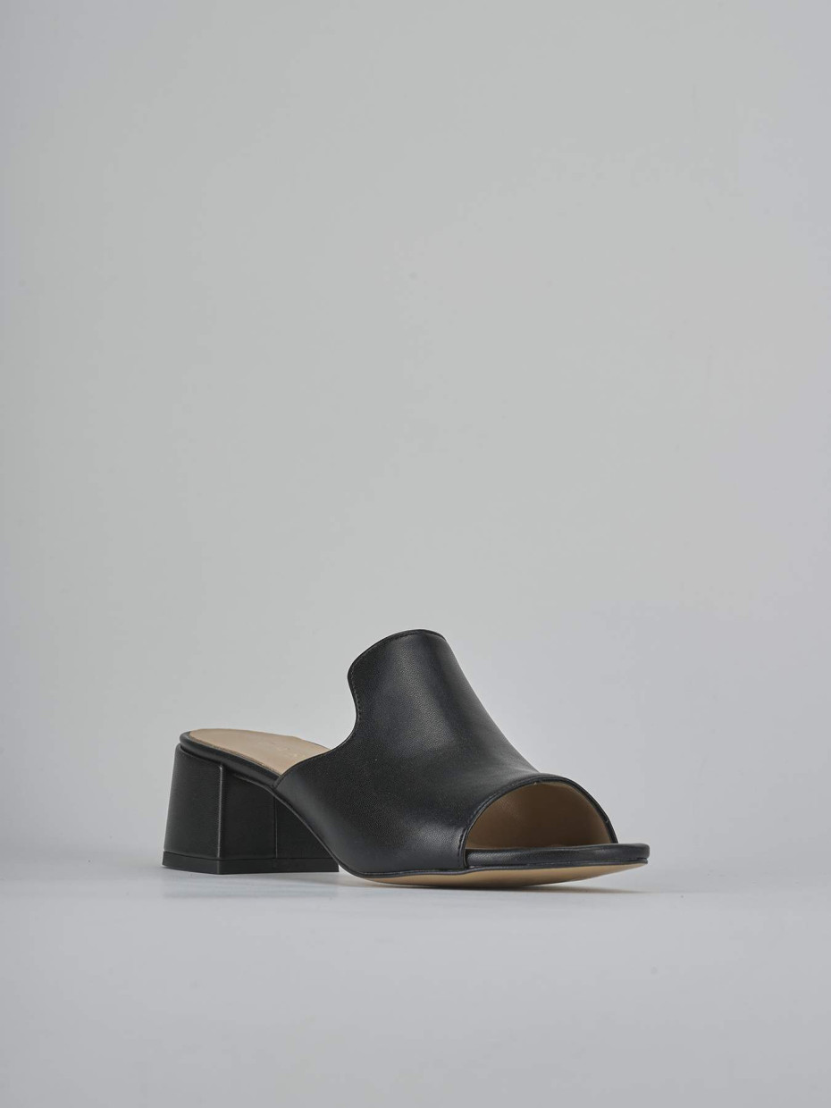 Ciabatte tacco 5cm pelle nero