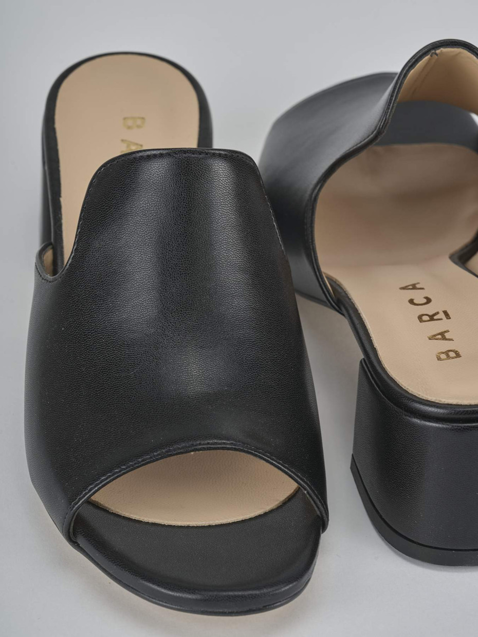 Ciabatte tacco 5cm pelle nero