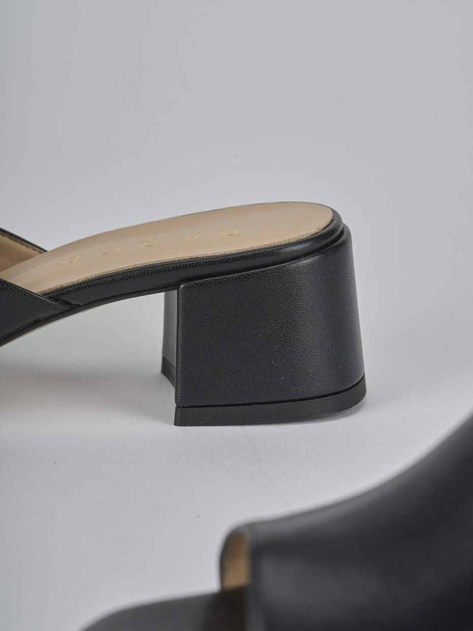 Ciabatte tacco 5cm pelle nero