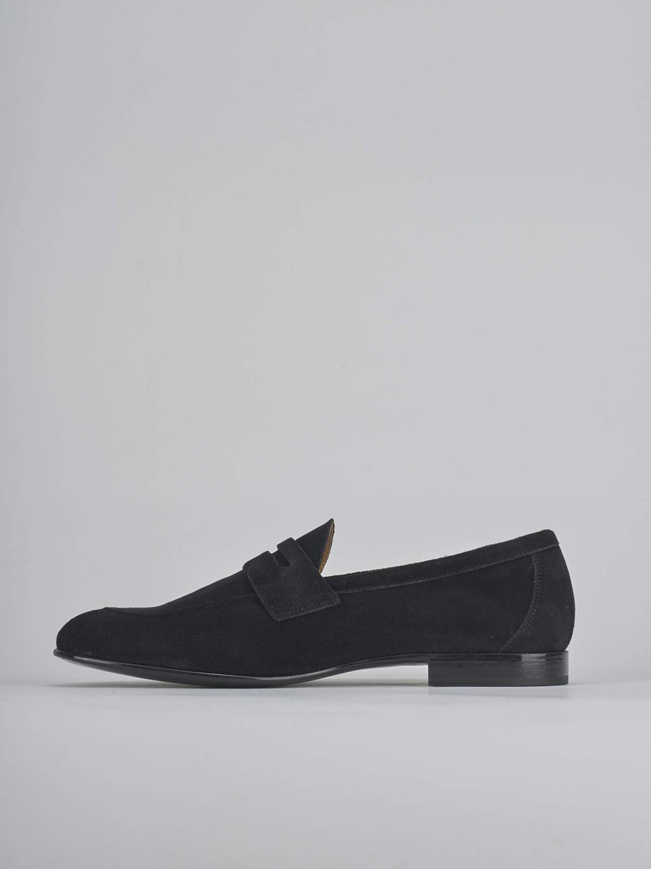 Mocassini tacco 1cm camoscio blu