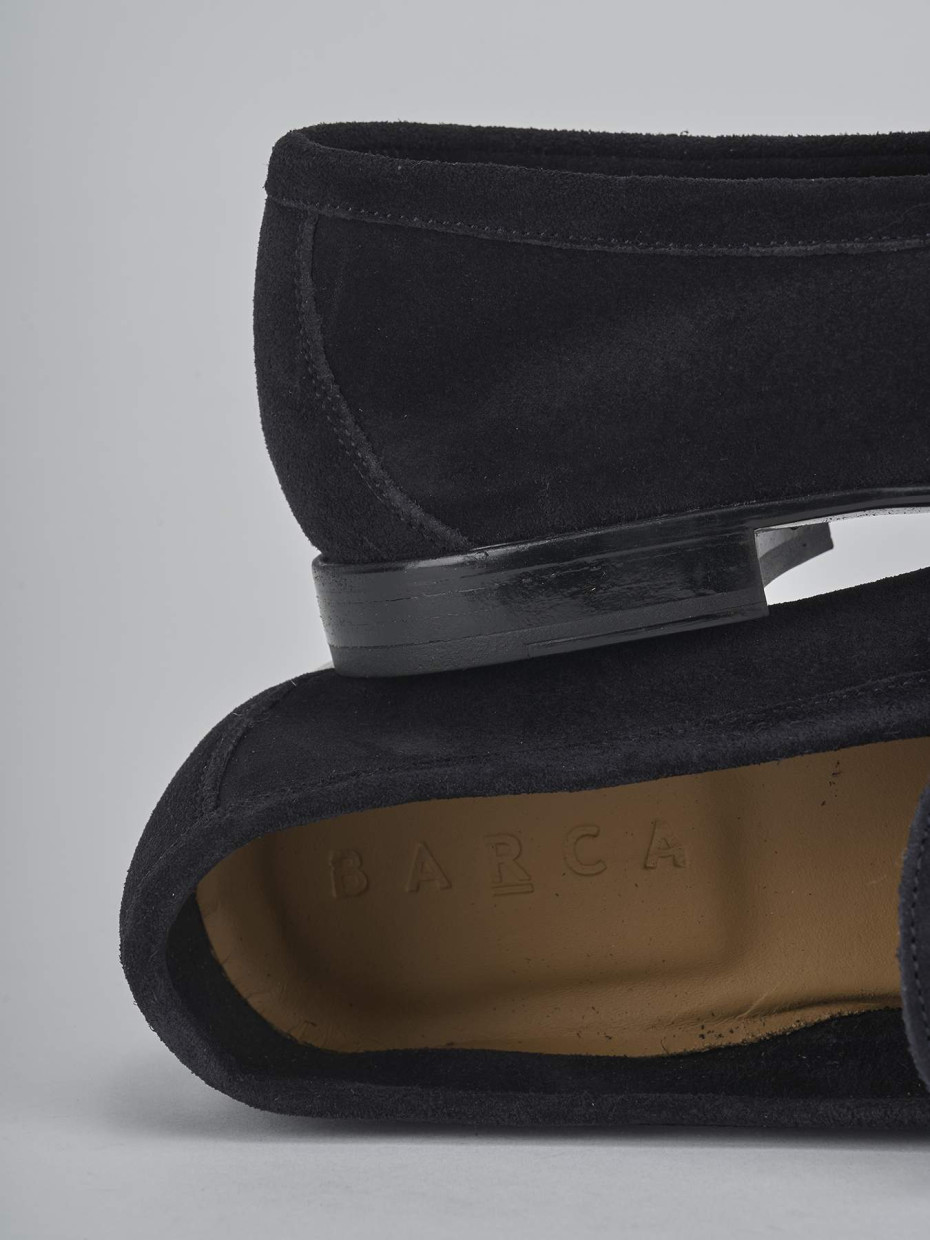 Mocassini tacco 1cm camoscio blu
