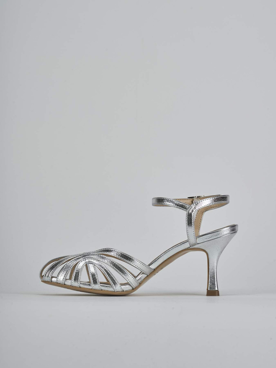 Sandali tacco 6cm pelle argento