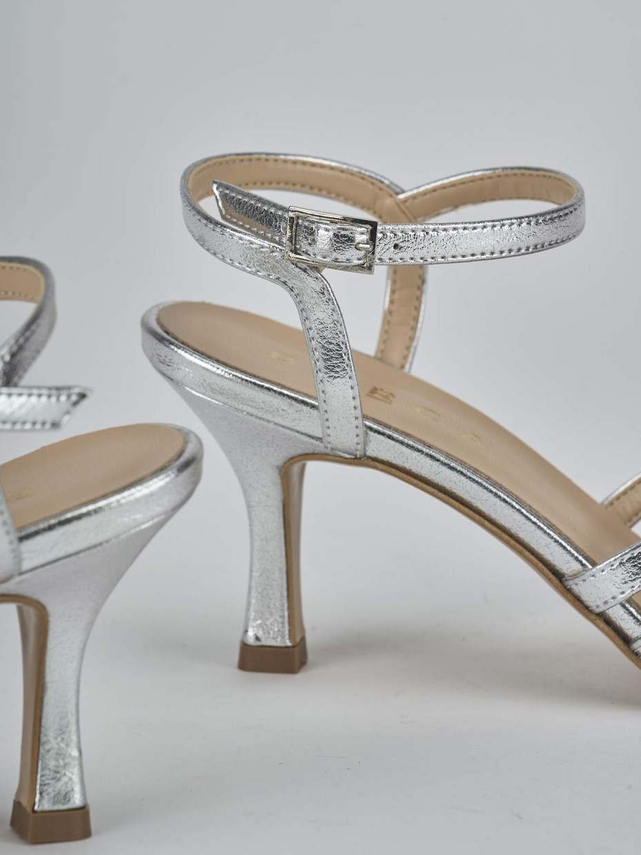 Sandali tacco 6cm pelle argento