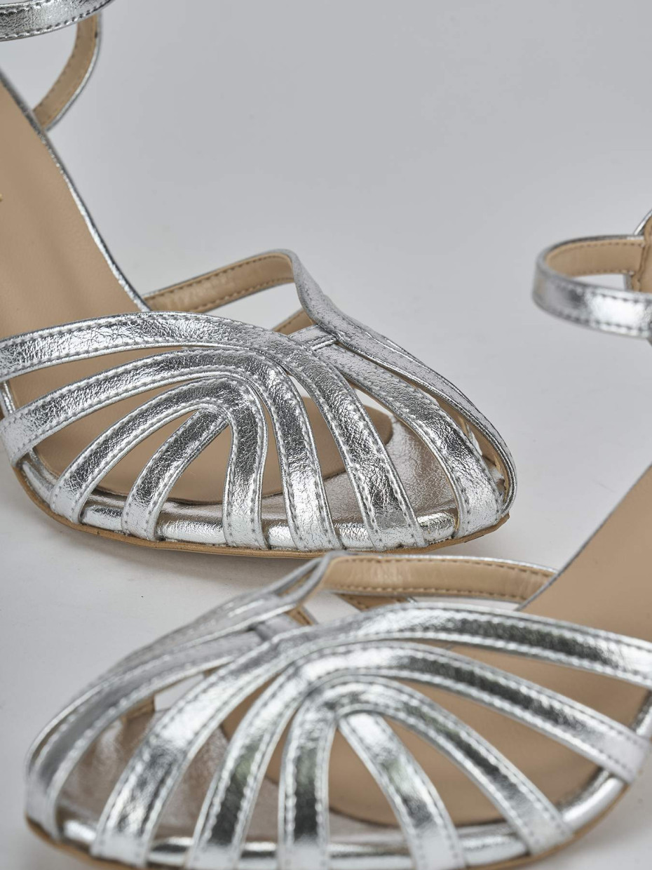 Sandali tacco 6cm pelle argento