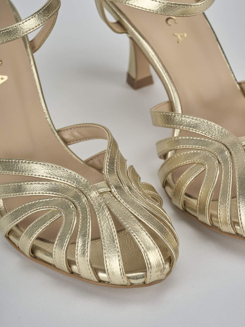 Sandali tacco 6cm pelle oro