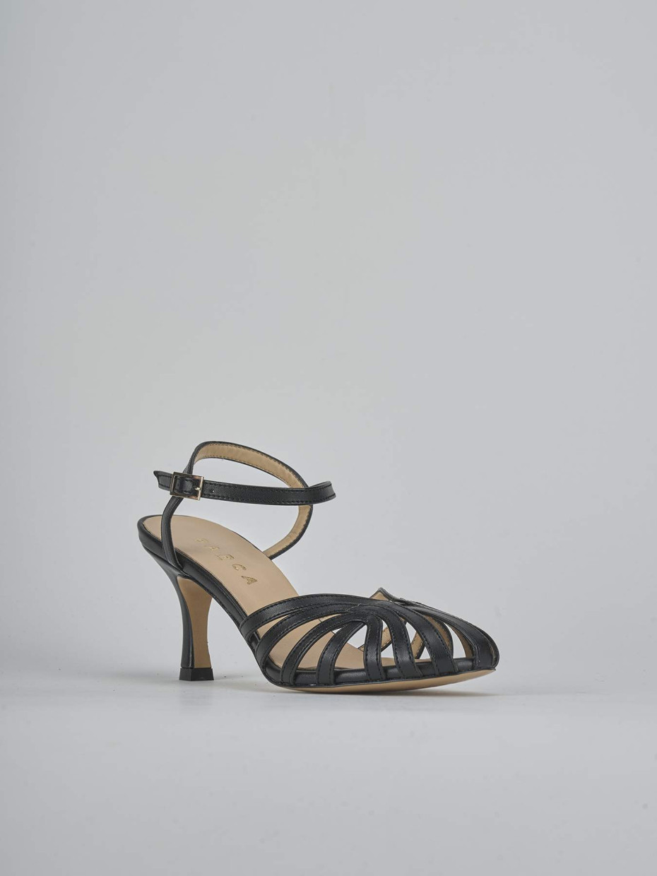 Sandali tacco 6cm pelle nero