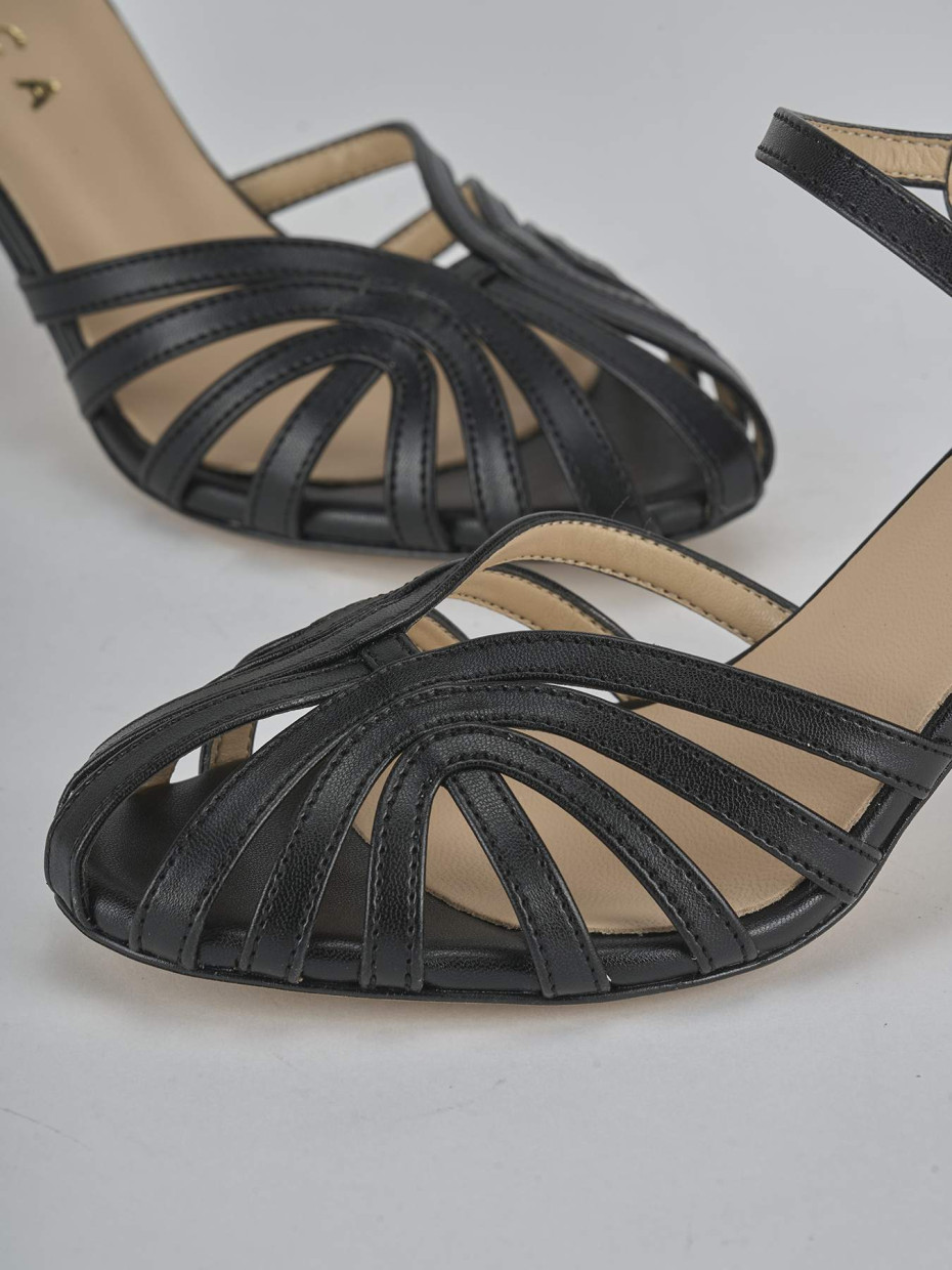 Sandali tacco 6cm pelle nero