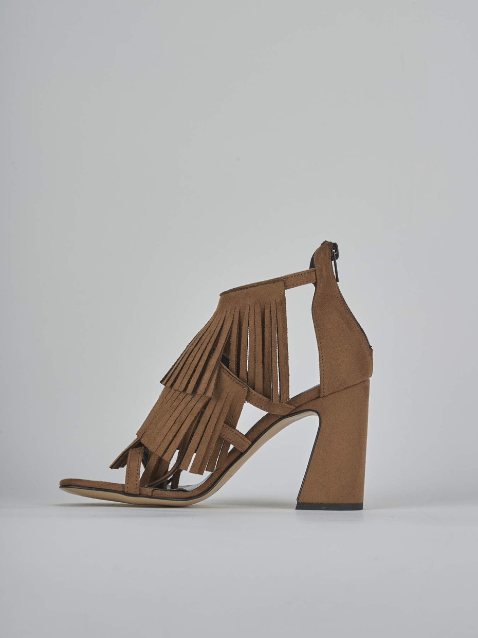 Sandali tacco 10cm camoscio marrone