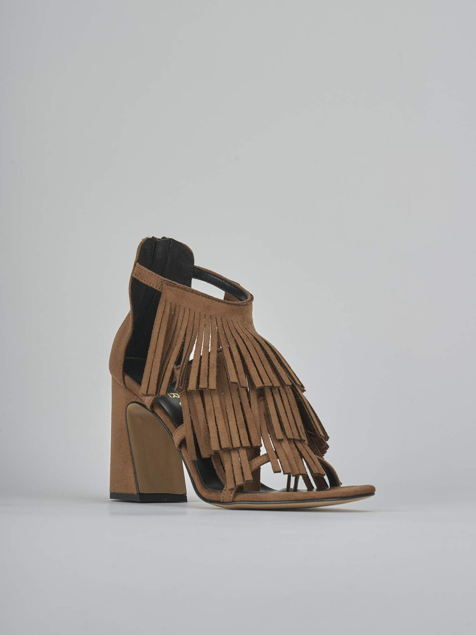Sandali tacco 10cm camoscio marrone