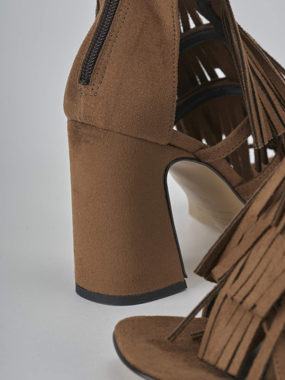 Sandali tacco 10cm camoscio marrone