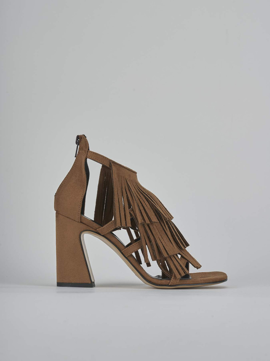 Sandali tacco 10cm camoscio marrone
