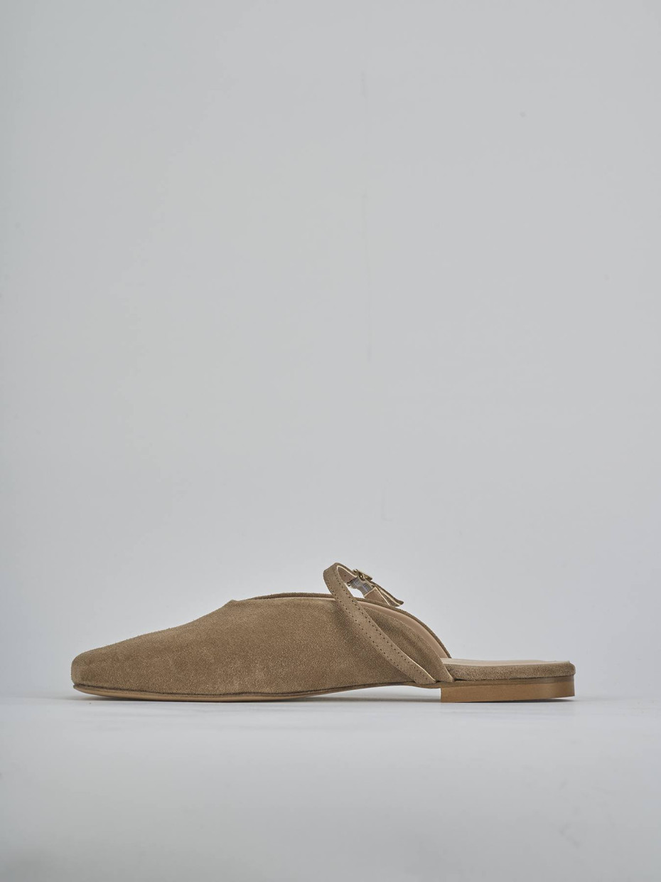 Sabot tacco 1cm camoscio marrone