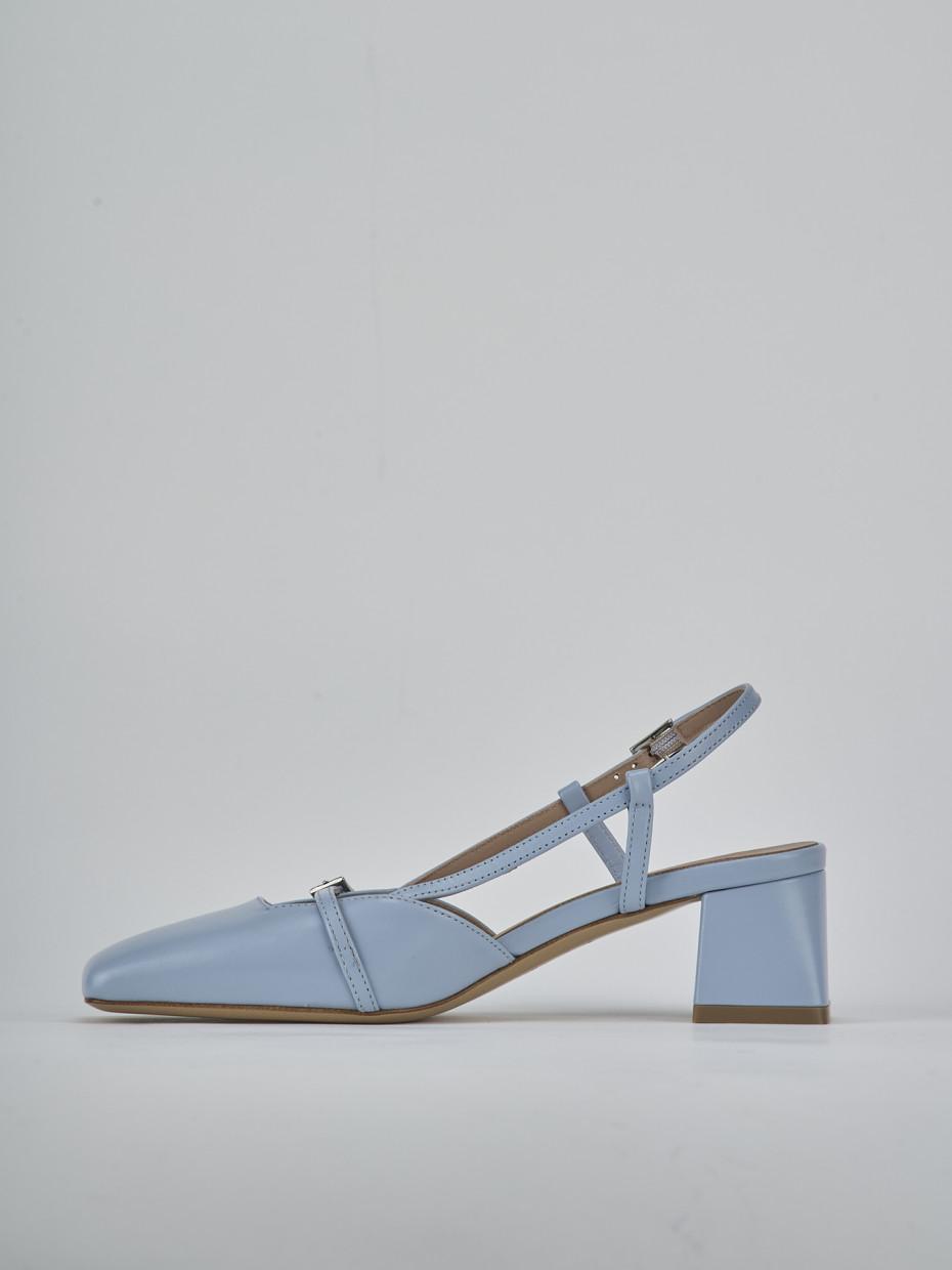 Décolleté e slingback tacco 5cm pelle azzurro