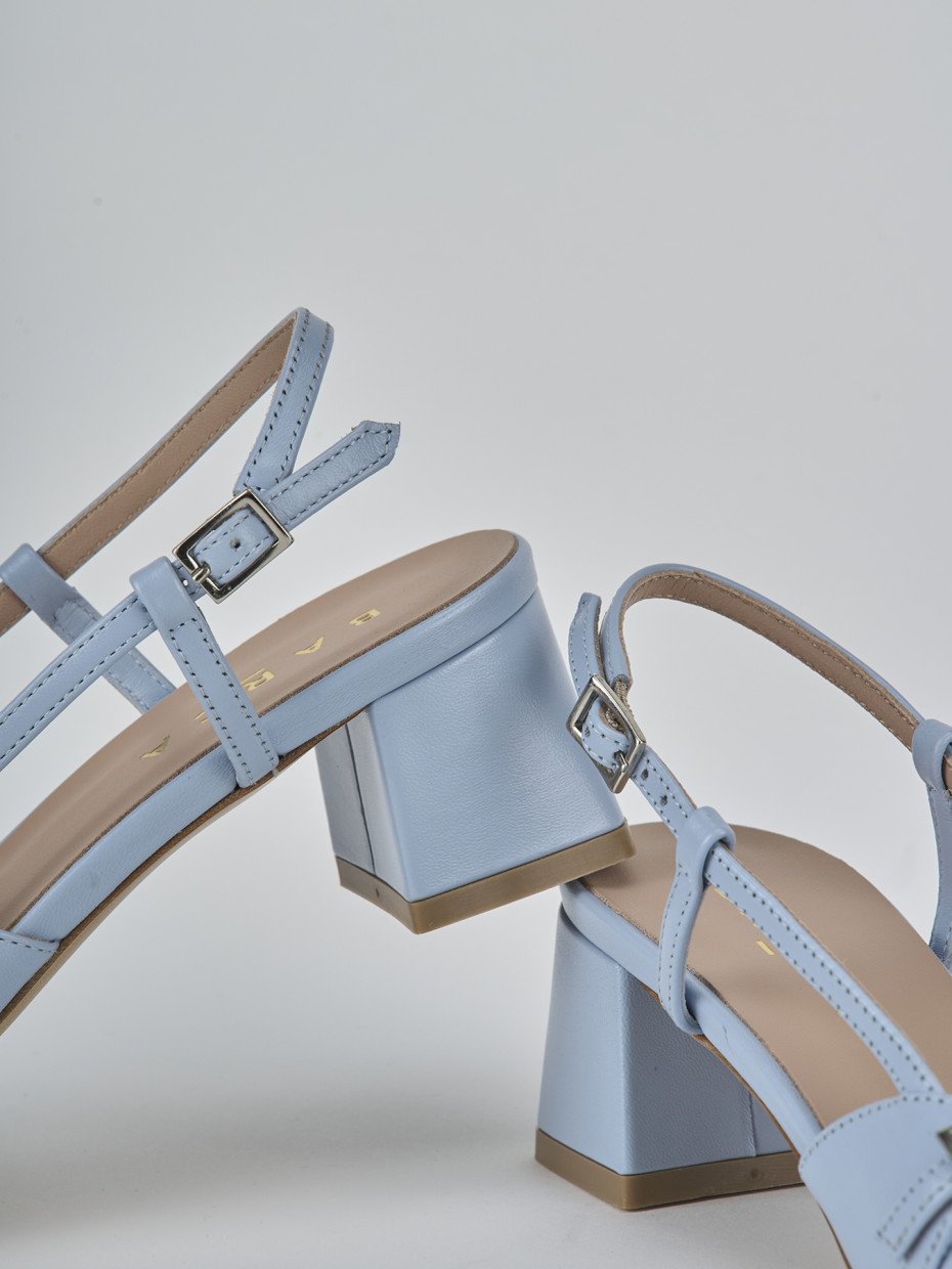 Décolleté e slingback tacco 5cm pelle azzurro