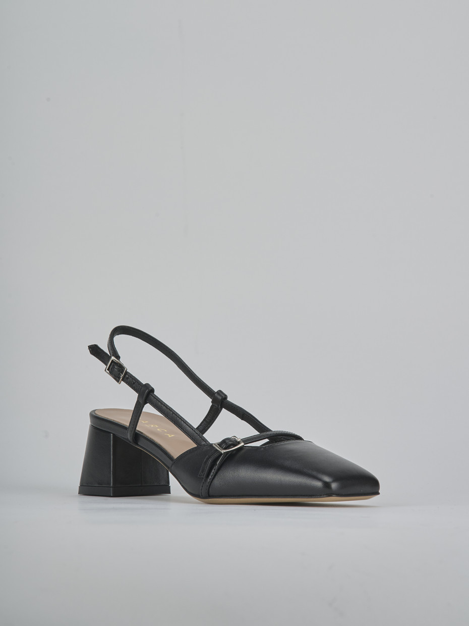 Décolleté e slingback tacco 5cm pelle nero