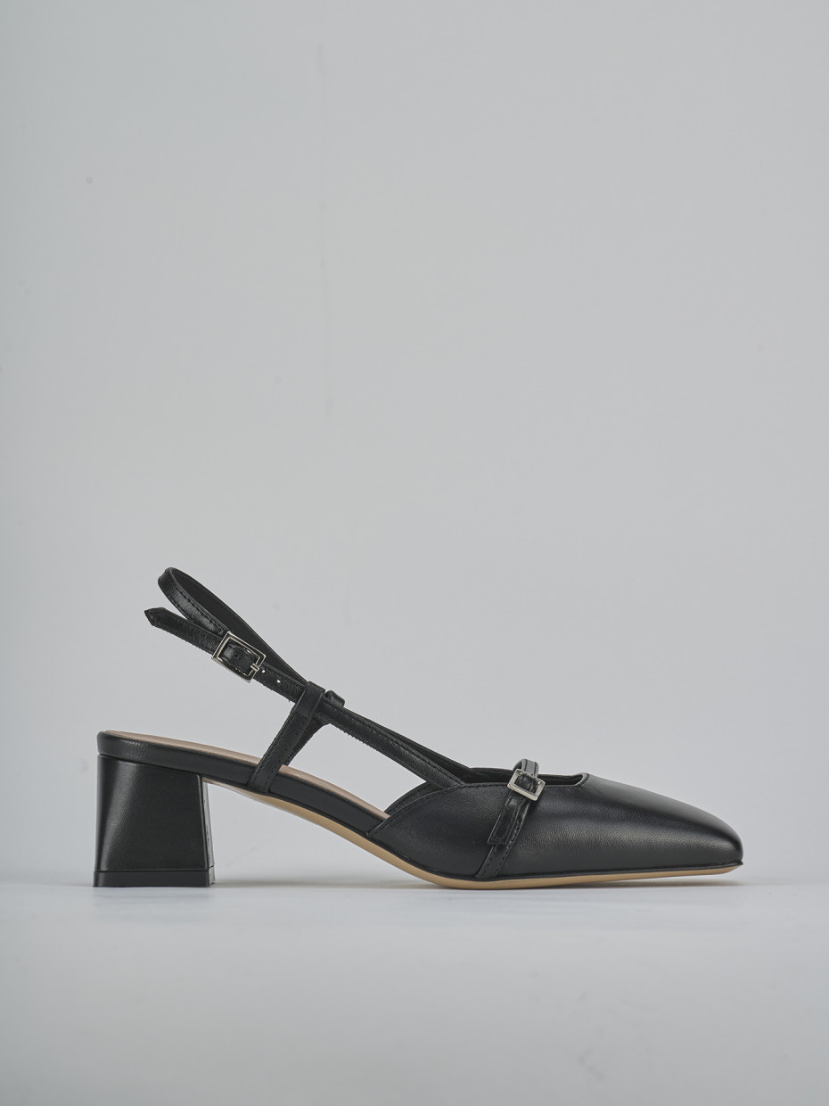 Décolleté e slingback tacco 5cm pelle nero