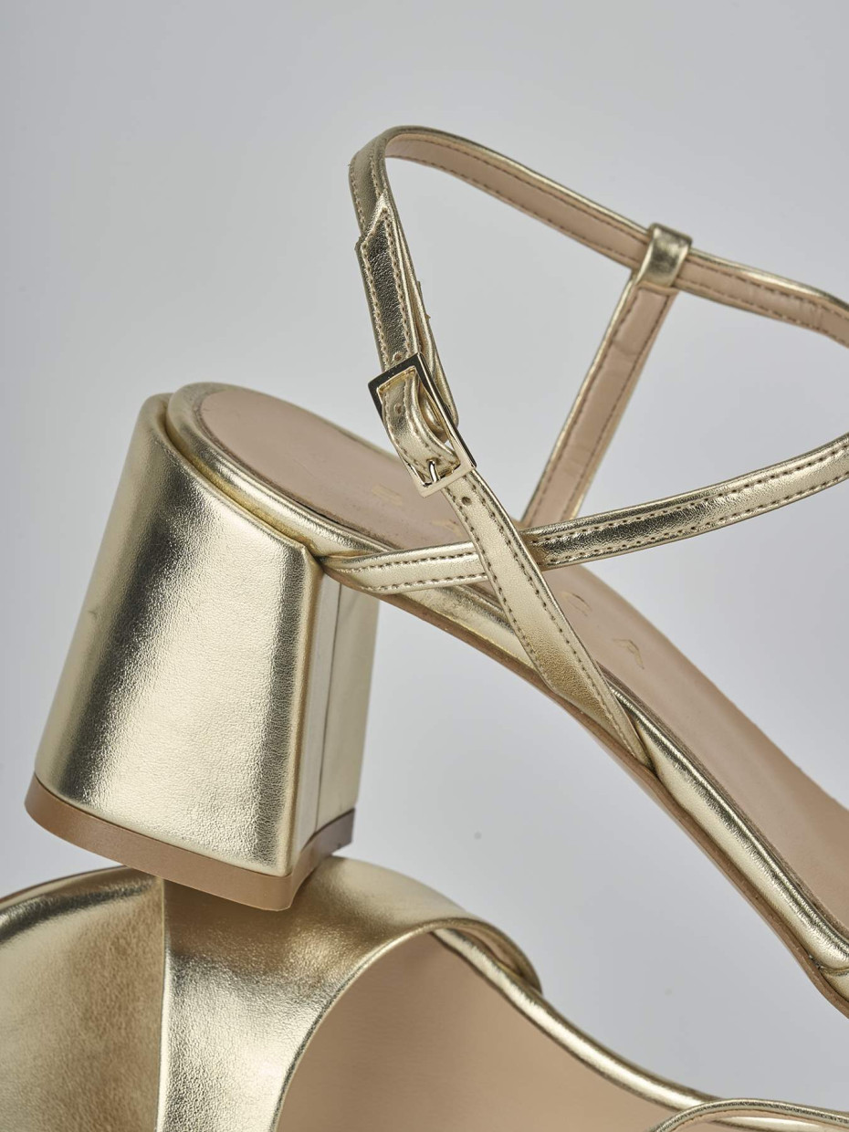 Sandali tacco 9cm pelle oro