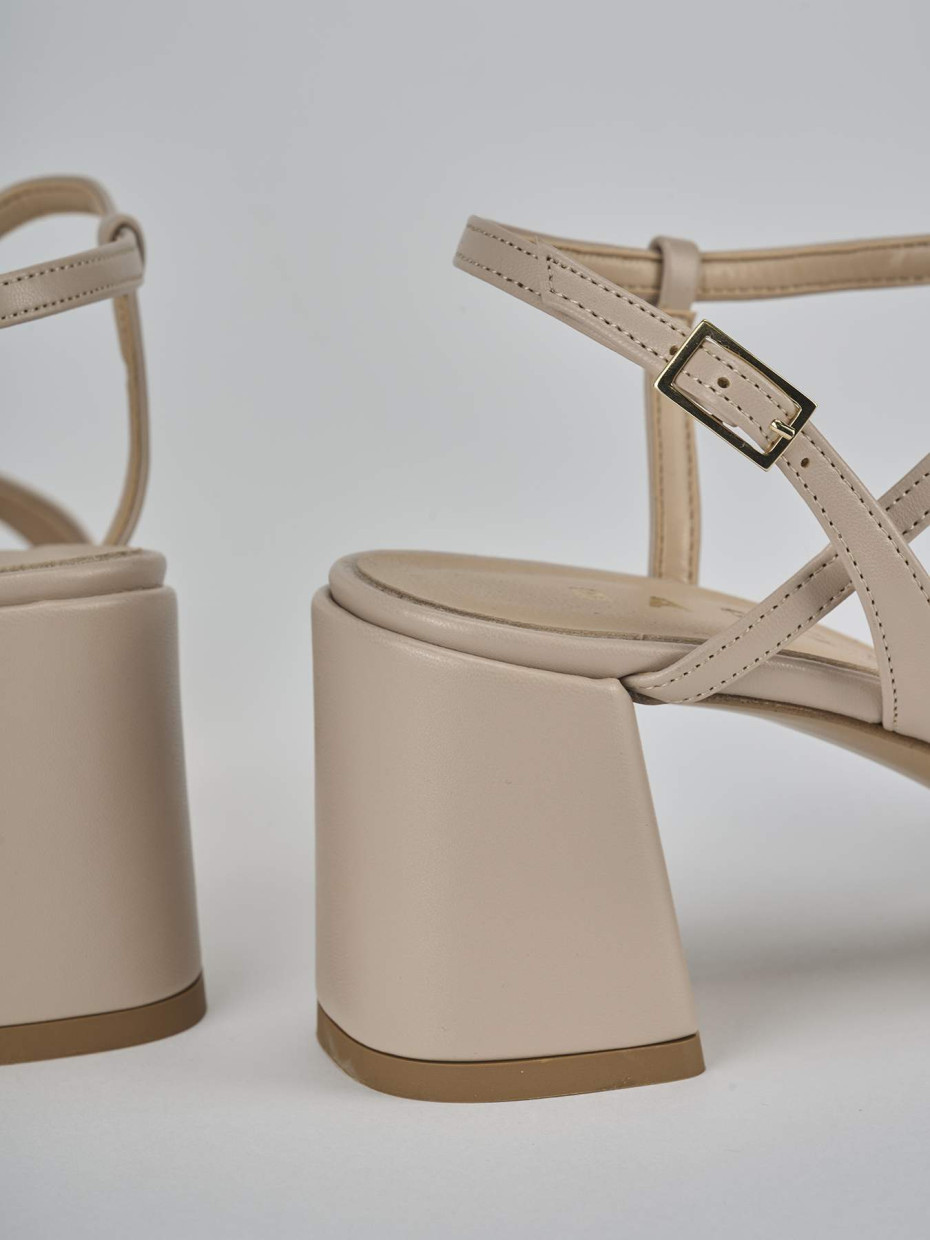 Sandali tacco 9cm pelle beige