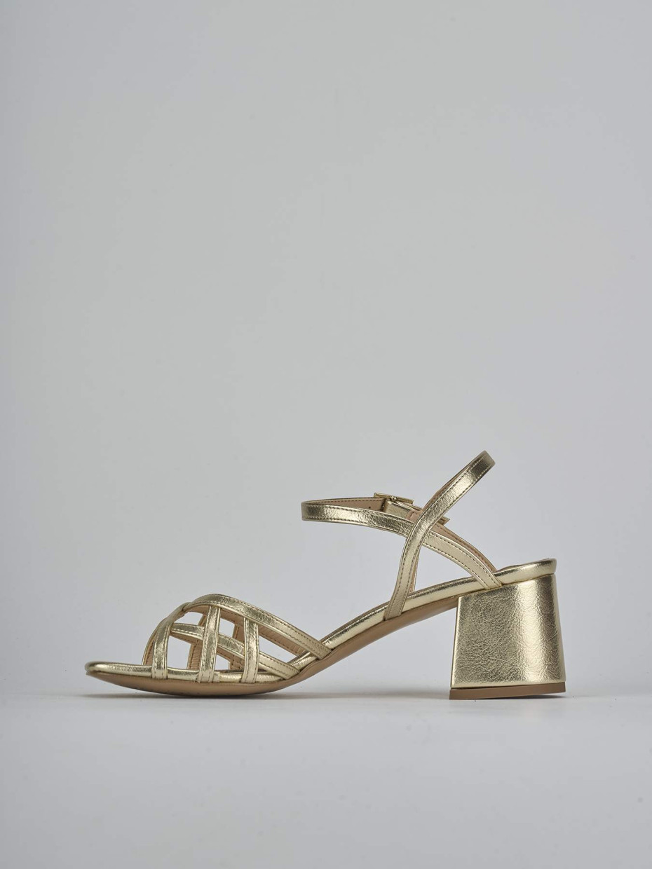 Sandali tacco 5cm pelle oro