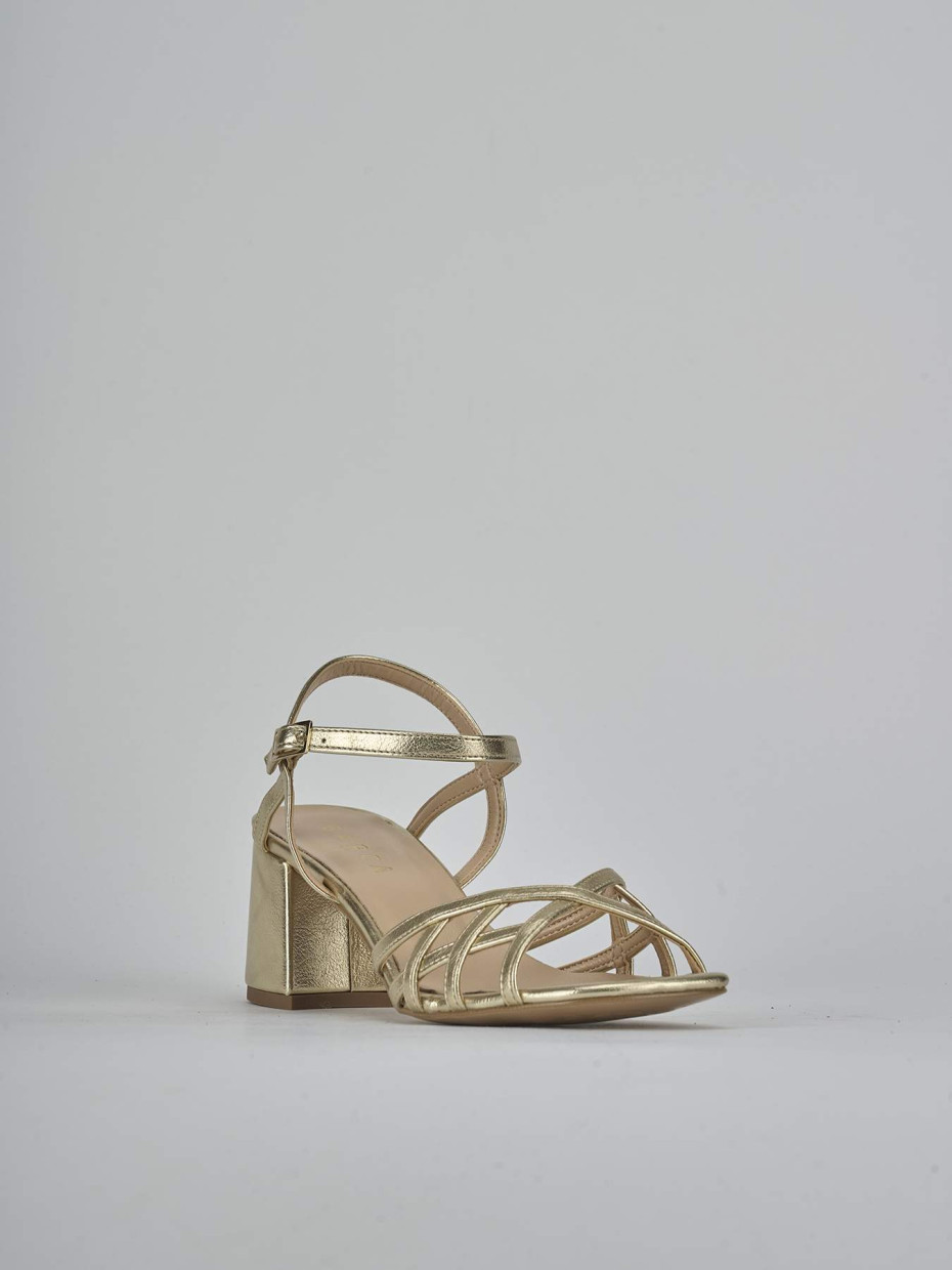 Sandali tacco 5cm pelle oro