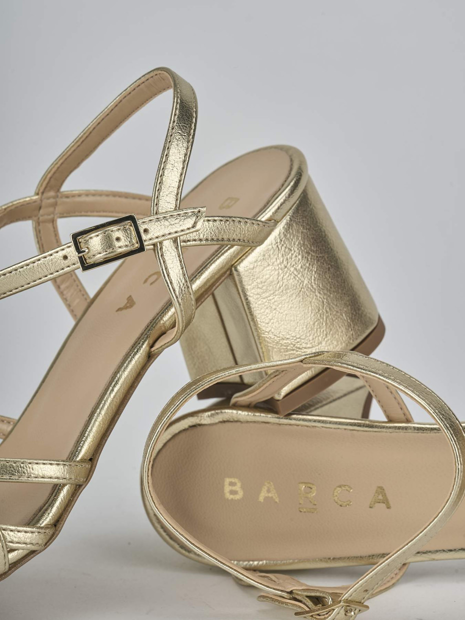Sandali tacco 5cm pelle oro