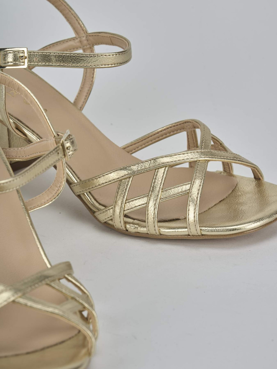 Sandali tacco 5cm pelle oro