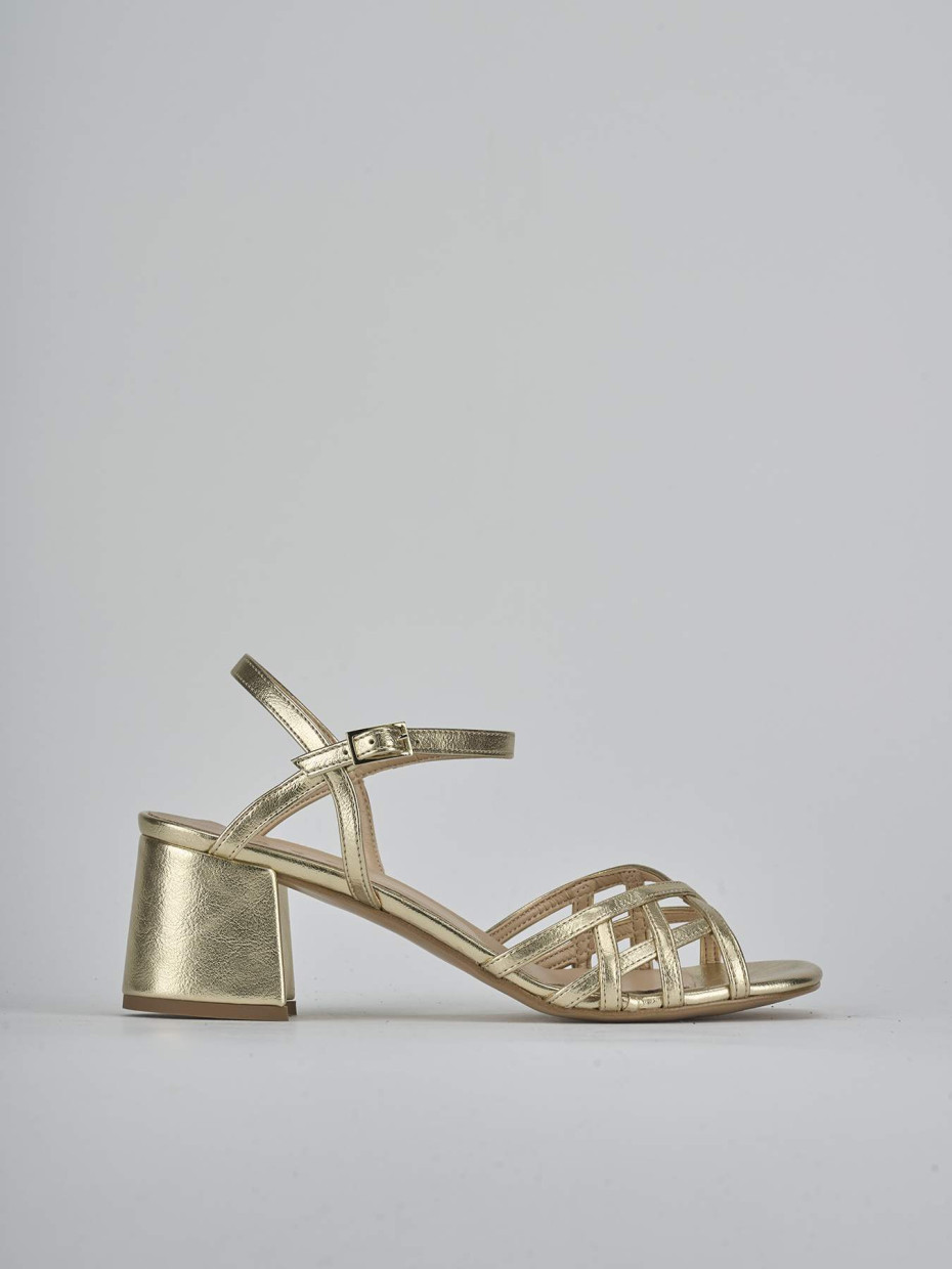 Sandali tacco 5cm pelle oro