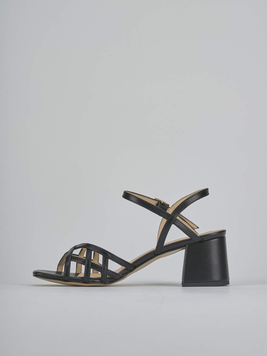 Sandali tacco 5cm pelle nero