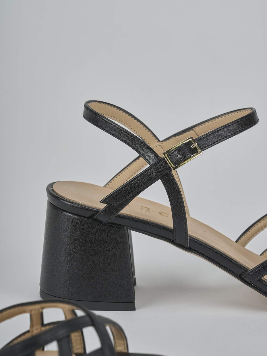 Sandali tacco 5cm pelle nero