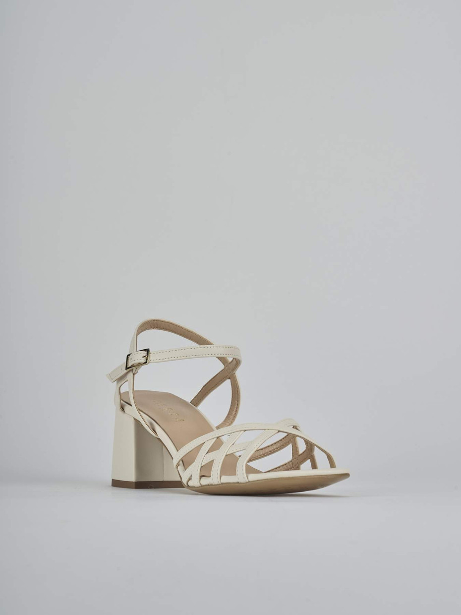 Sandali tacco 5cm pelle beige