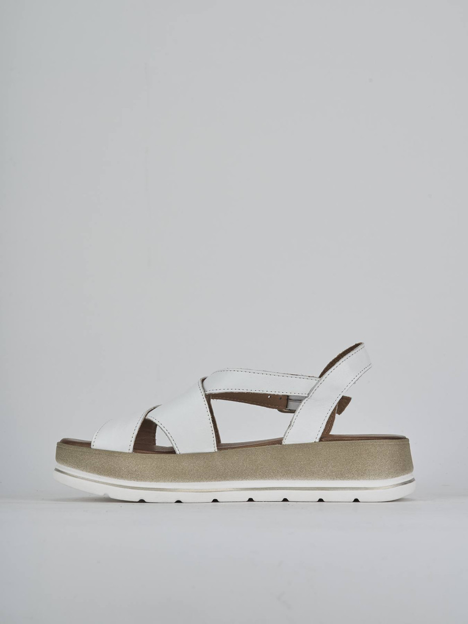 Sandali zeppa tacco 5cm pelle bianco