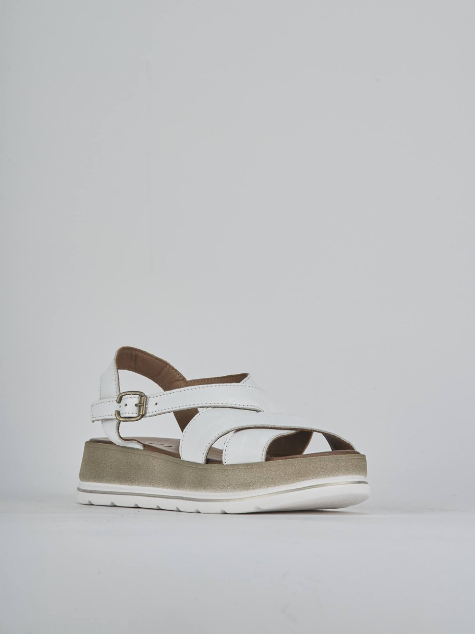Sandali zeppa tacco 5cm pelle bianco
