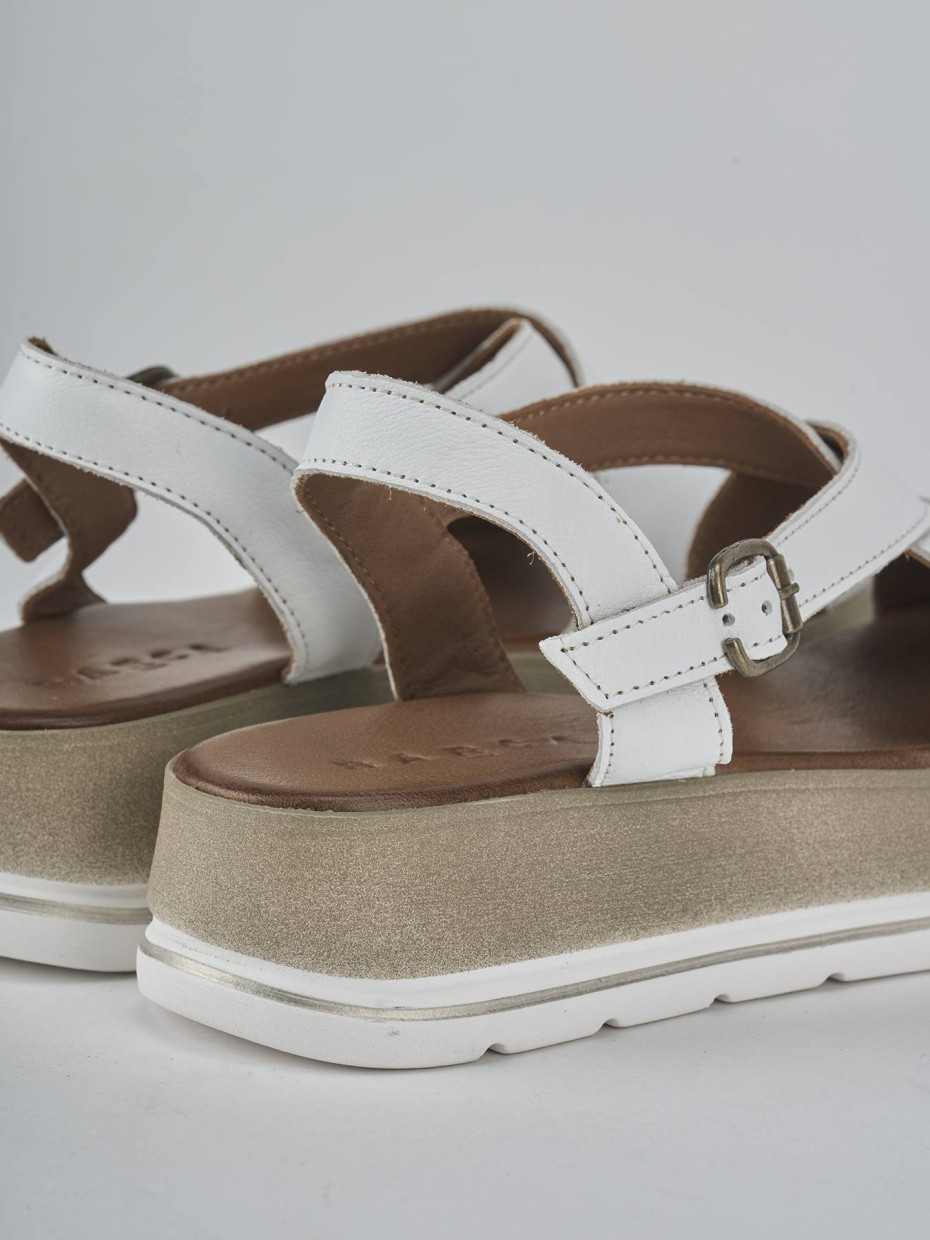 Sandali zeppa tacco 5cm pelle bianco