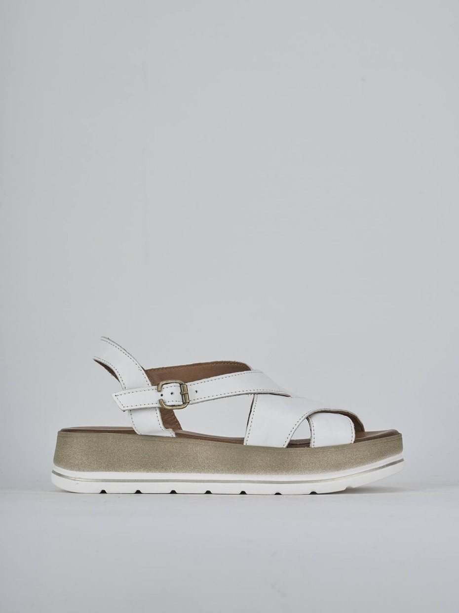 Sandali zeppa tacco 5cm pelle bianco