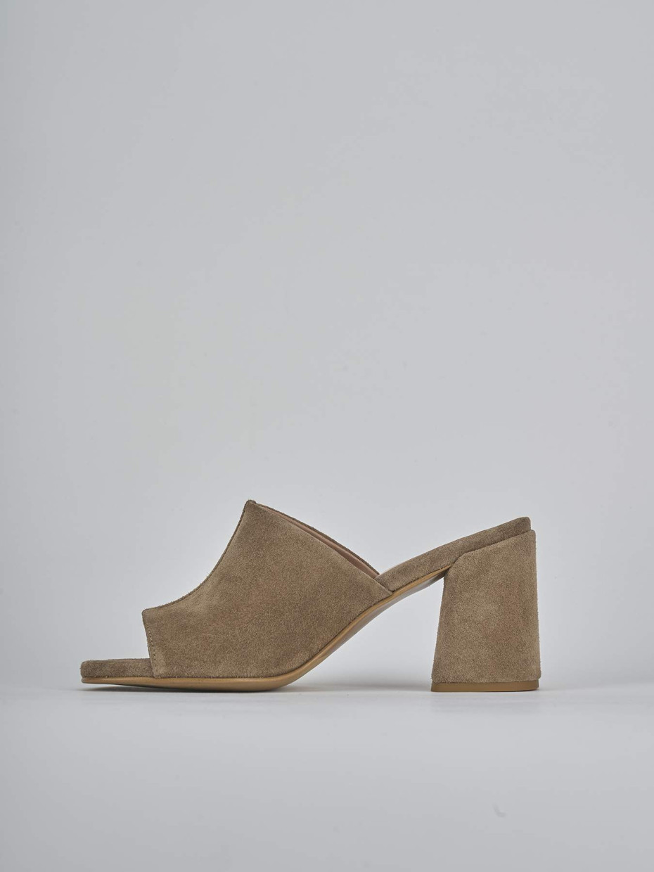 Ciabatte tacco 7cm camoscio marrone