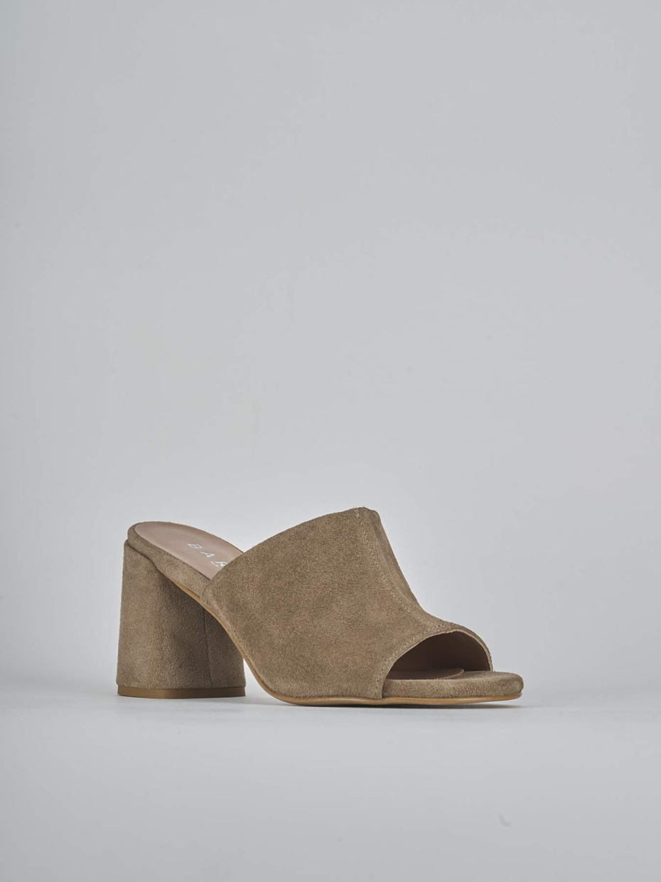 Ciabatte tacco 7cm camoscio marrone