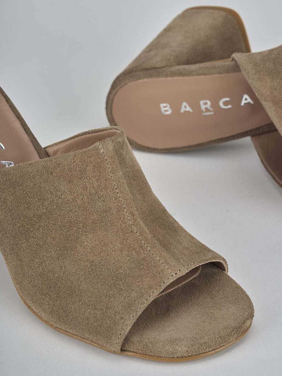 Ciabatte tacco 7cm camoscio marrone