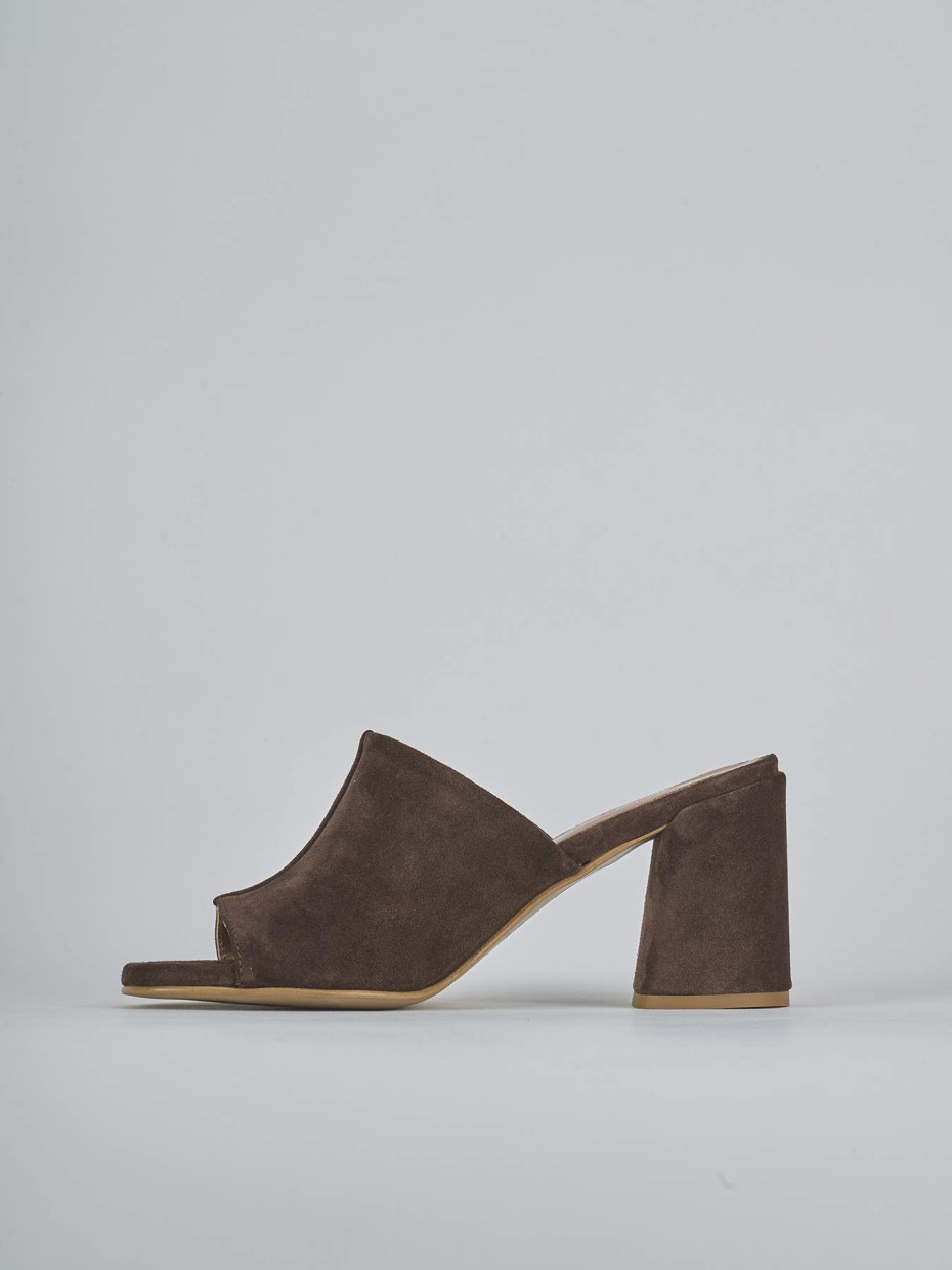 Ciabatte tacco 7cm camoscio testa