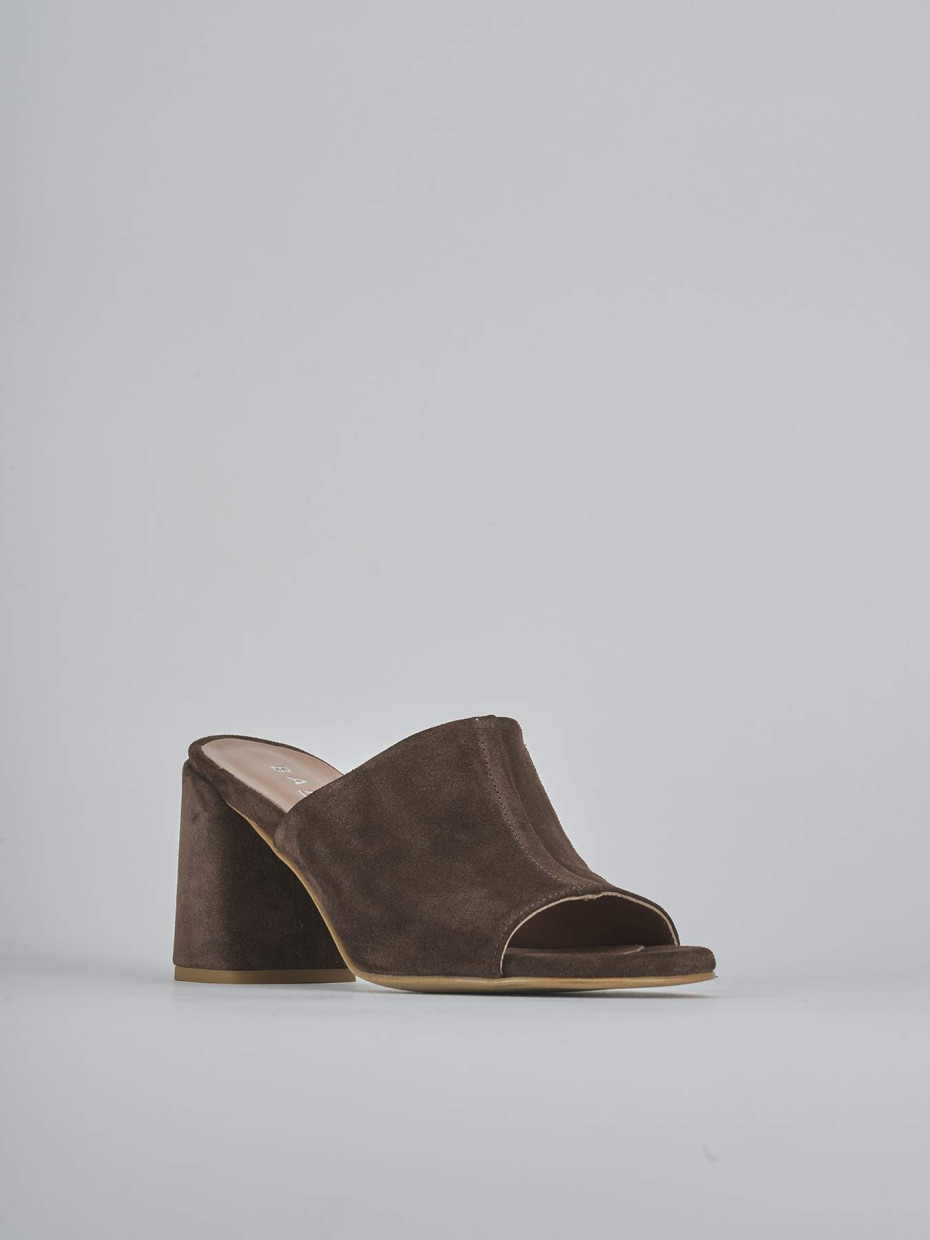 Ciabatte tacco 7cm camoscio testa